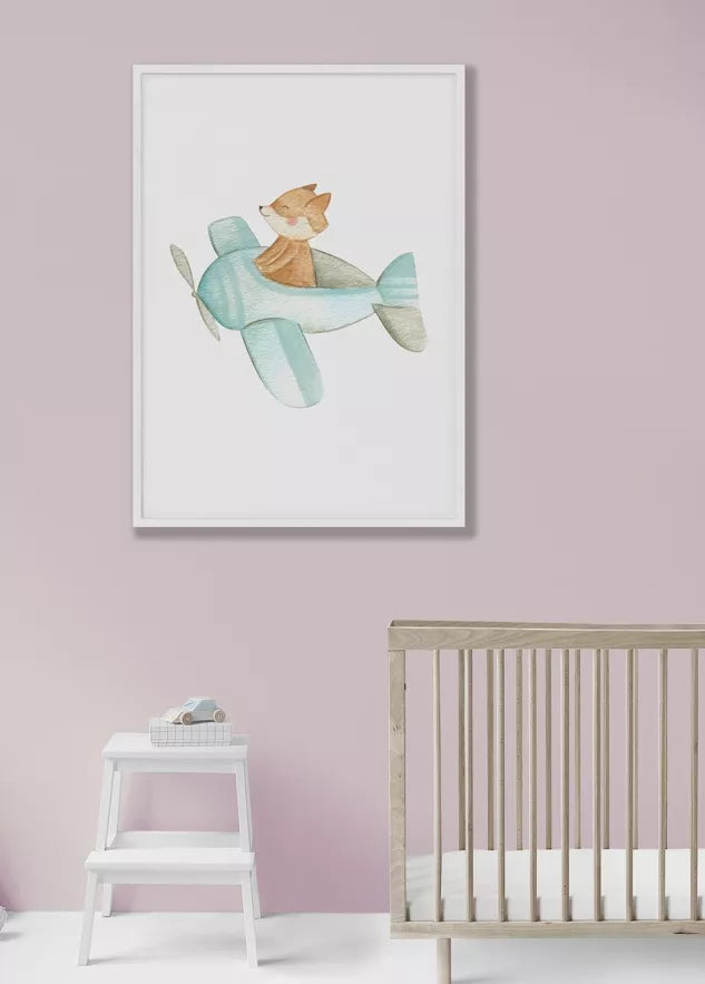 Affiche Enfant - Renard Dans Un Avion