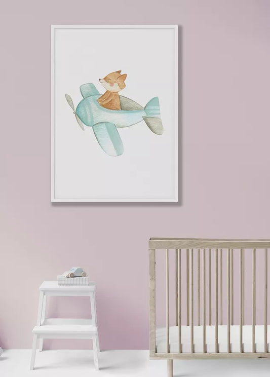 Affiche Enfant - Renard Dans Un Avion