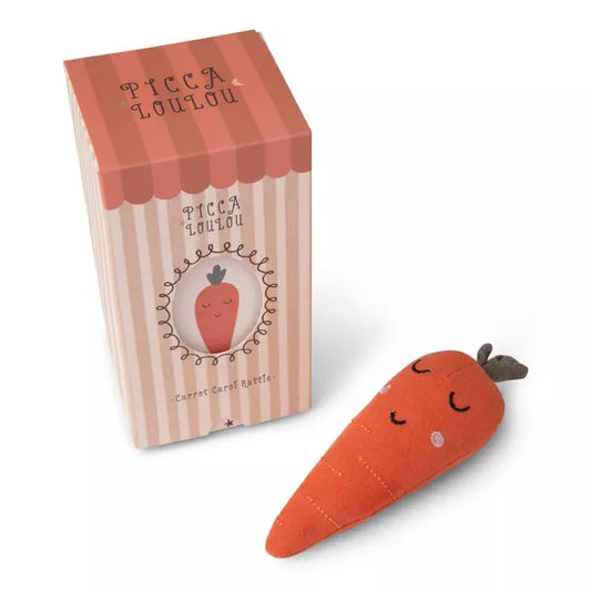 Hochet Carol la Carotte dans sa boite cadeau