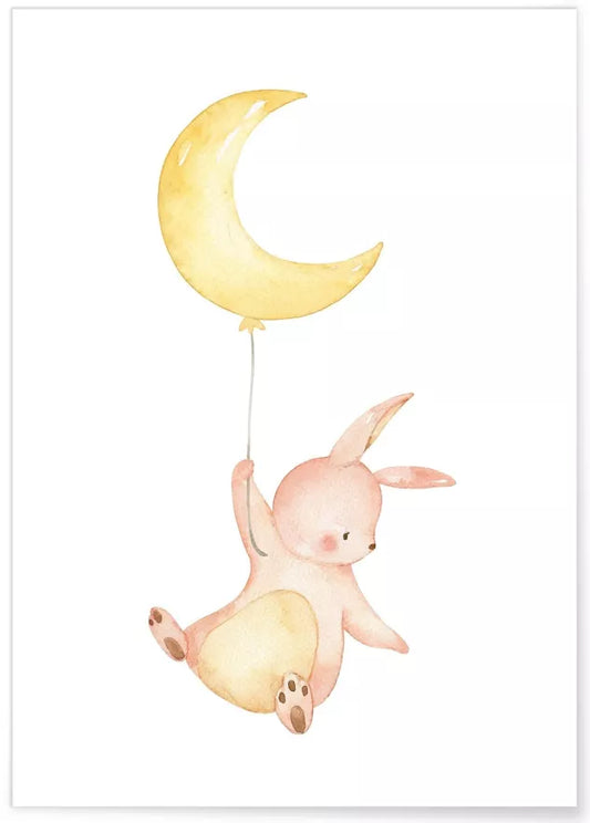 Affiche Enfant - Lapin Lune