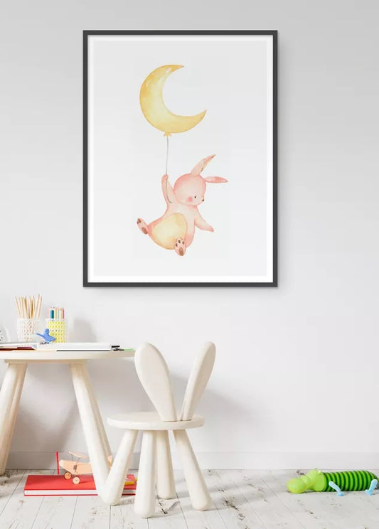 Affiche Enfant - Lapin Lune