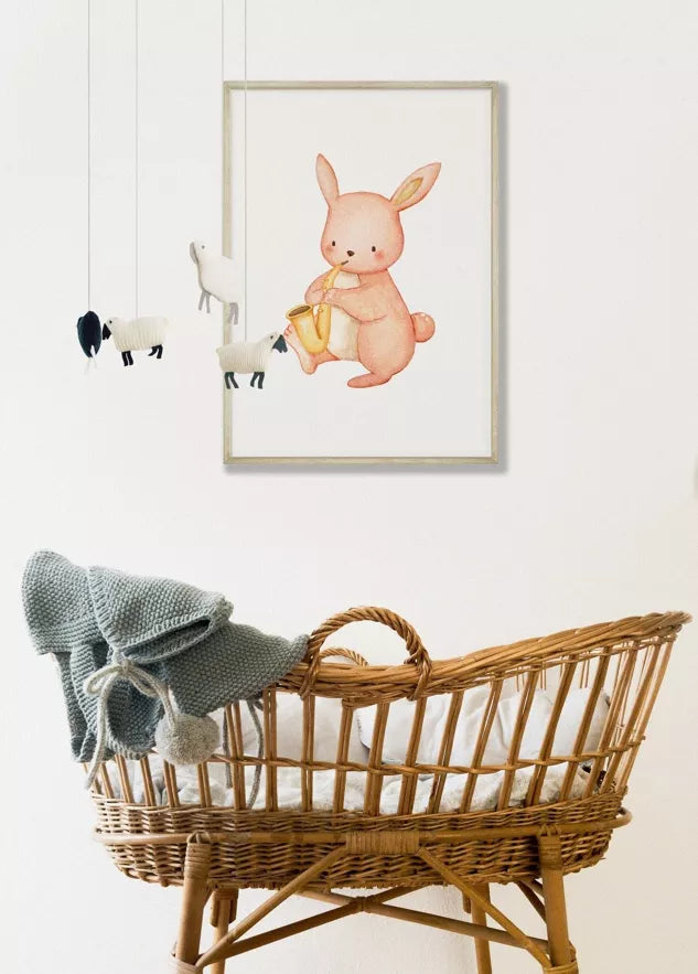 Affiche Enfant - Lapin Saxophone