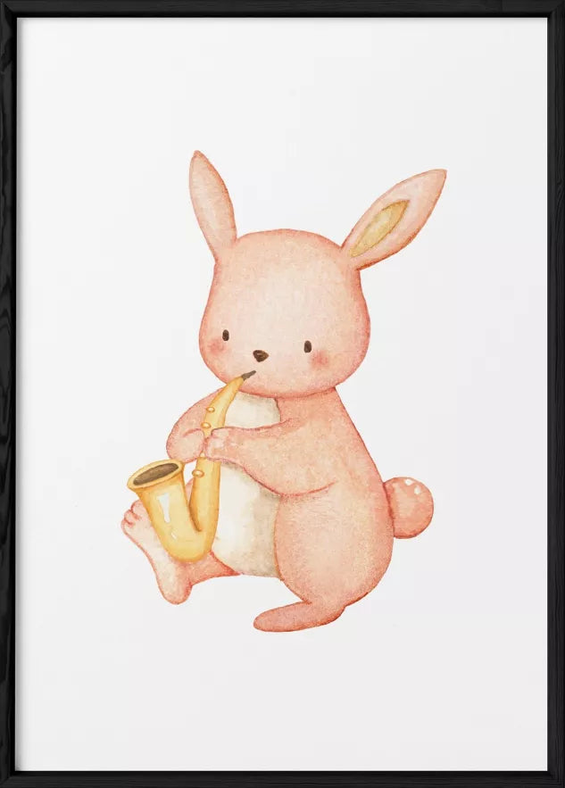 Affiche Enfant - Lapin Saxophone